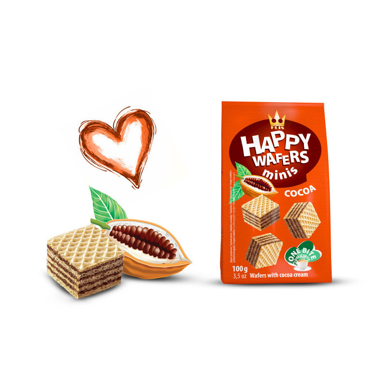 HAPPY WAFERS MINI CACAO 100GR
